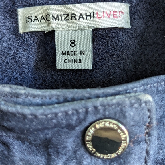 Isaac Mizrahi Live Suede/leather Jacket, Dark Blue, size 8 - Picture 6 of 10